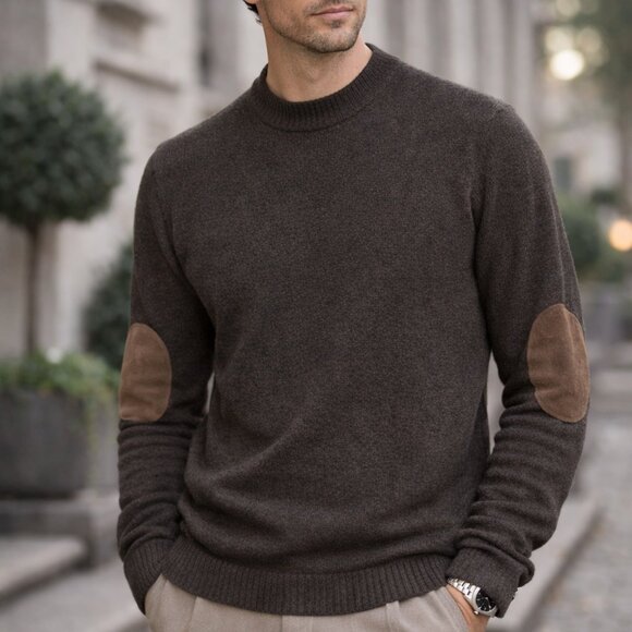 Maison Margiela Wool Sweater Suede Elbow Patch Italy Heather Green S
